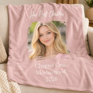 Her Next Chapter Mother Mum Photo Dusty Rose Pink Fleece Blanket