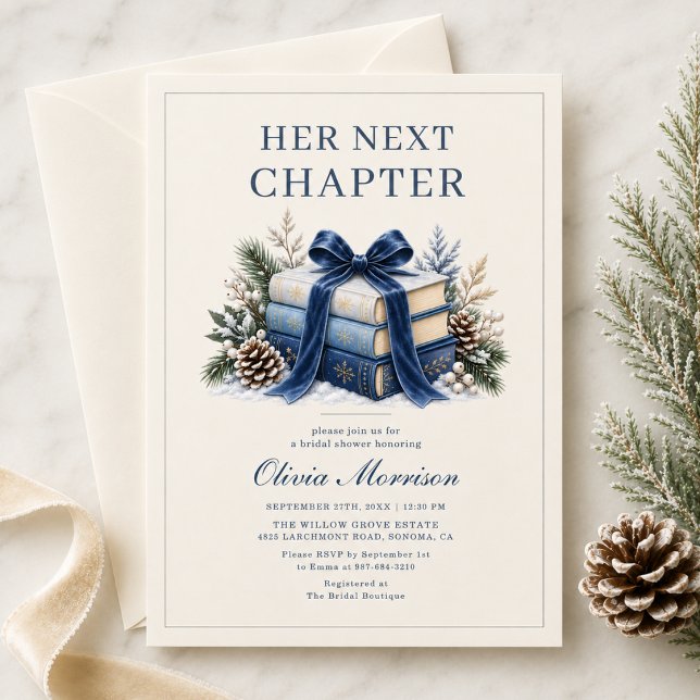 Her Next Chapter Winter Bridal Shower Invitation (Creator Uploaded)