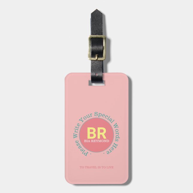 Her nice PINK monogram Luggage Tag (Front Vertical)