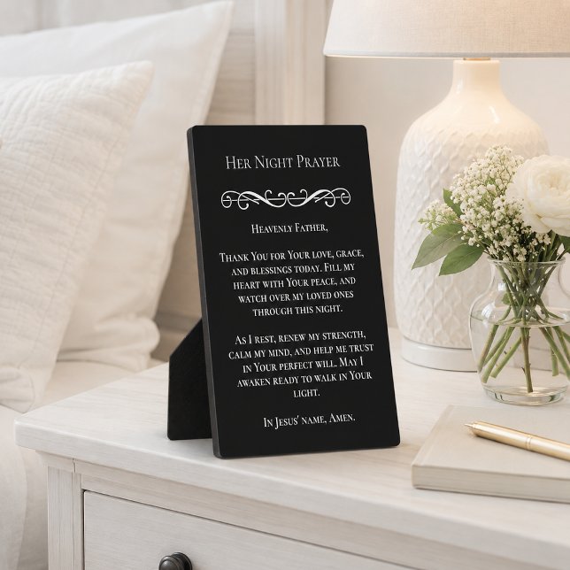 Her Night Prayer Modern Minimalist Black Plaque (Creator Uploaded)
