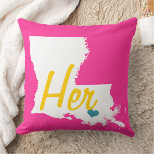 Her or His Louisiana State Floral Cushion