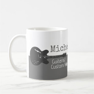 her professional (guitarist) half-grey half-white  coffee mug