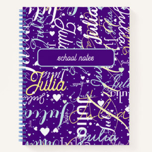 Her Purple Beautiful Custom Name Notebook