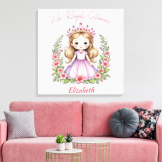 Her Royal Cuteness Pink Princess Canvas Print