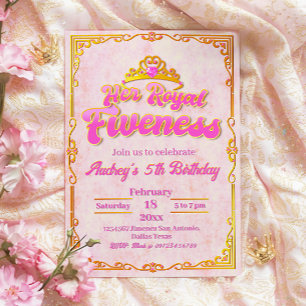 Her Royal Fiveness - Girl 5th Birthday Invitation