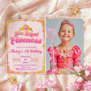 Her Royal Fiveness - Girl 5th Birthday Invitation