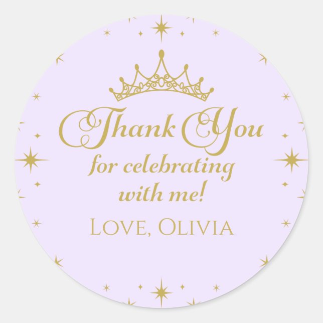Her Royal Fiveness Gold Princess 5th Birthday Classic Round Sticker (Front)