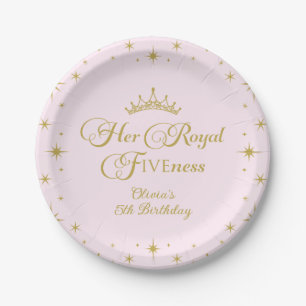 Her Royal Fiveness Gold Princess 5th Birthday Pape Paper Plate