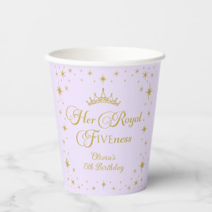 Her Royal Fiveness Gold Princess 5th Birthday Paper Cups