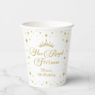 Her Royal Fiveness Gold Princess 5th Birthday Paper Cups