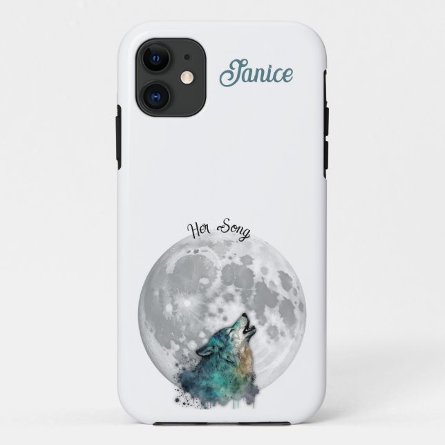 "Her Song" Wolf and Moon Customisable  Case-Mate iPhone Case (Back)