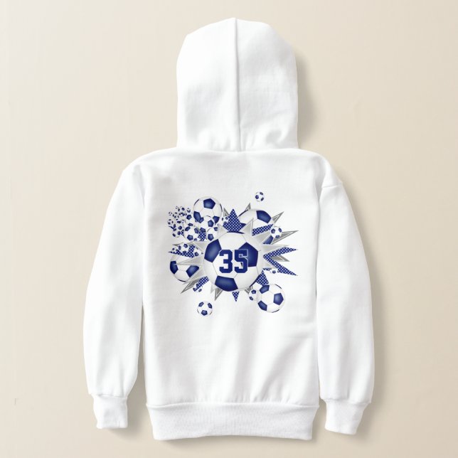 Her sports jersey number soccer balls stars blue (Laydown Back)