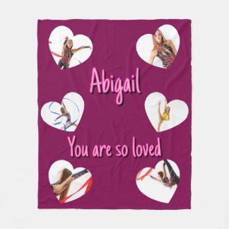 Her Valentine’s Day 6 Heart Shaped Photos Collage Fleece Blanket