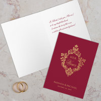 Her Vows Burgundy Vintage Faux Gold Crest Wedding