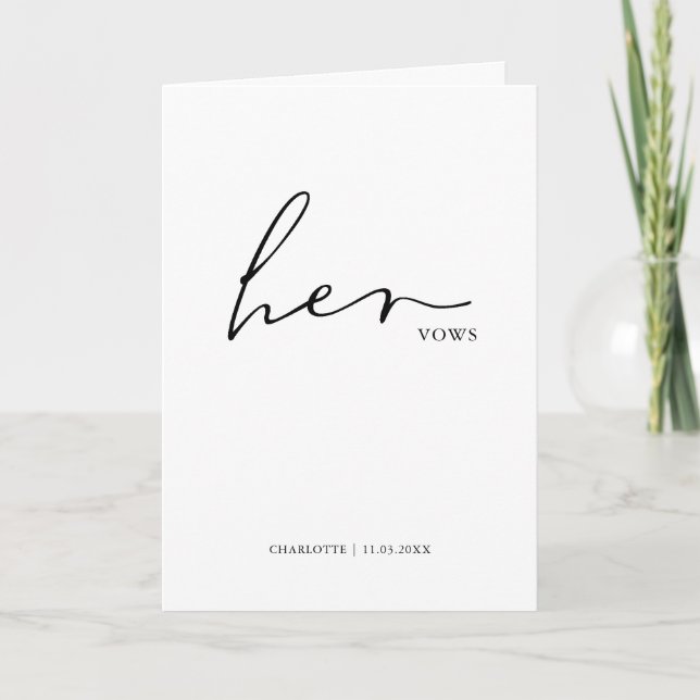 Her Vows Card Minimalist Script Vows (Front)