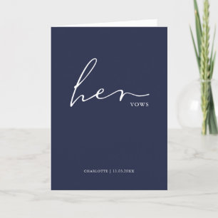 Her Vows Card Minimalist Script Vows Blue