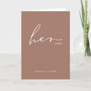 Her Vows Card Minimalist Script Vows Dusty Rose