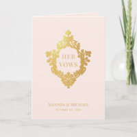 Her Vows Crest Pink Faux Gold Foil Elegant Wedding