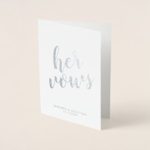 'Her Vows' Elegant Wedding Vows Silver Foil Card