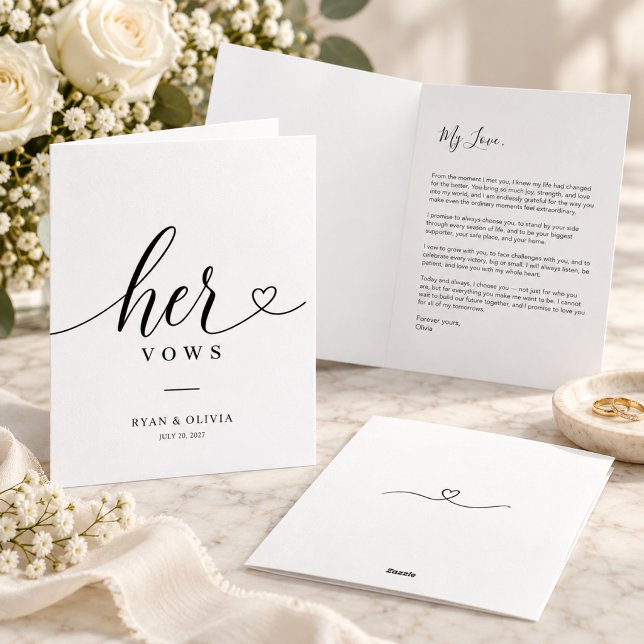 Her Vows Minimal Calligraphy Wedding Card (Her Vows Minimal Calligraphy Wedding Card
)