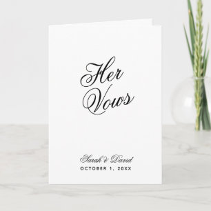 Her Vows Minimalist Simple Wedding Vow Book  Card