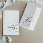 Her Vows Modern Minimalist Wedding Vows Card<br><div class="desc">For more wedding invitation wording options,  please see the complete elegant calligraphy wedding collection: https://www.zazzle.com/collections/modern_minimalist-119052317964885904?rf=238296117664346256 This design measures 5 x 7 inches/ 12.7 x 17.8 cm</div>