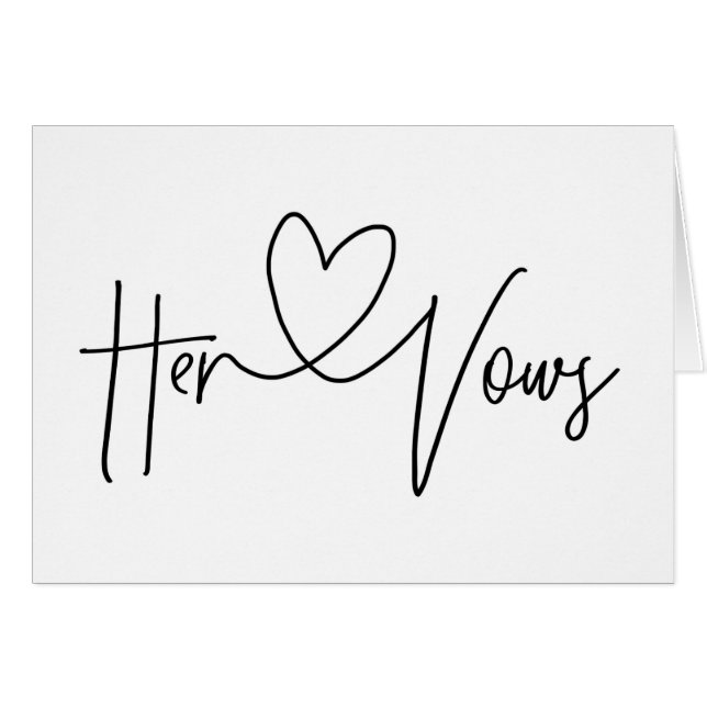 Her Vows Modern Wedding Day Heart Card (Front Horizontal)