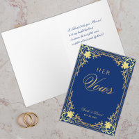 Her Vows Royal Blue Vintage Faux Gold Foil Wedding