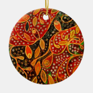 "Her Winter Heart" (painting) Ceramic Tree Decoration