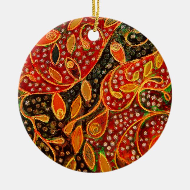 "Her Winter Heart" (painting) Ceramic Tree Decoration (Front)