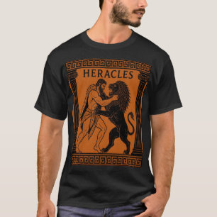 Heracles Fighting Nemean Lion Greek Mythology Art T-Shirt