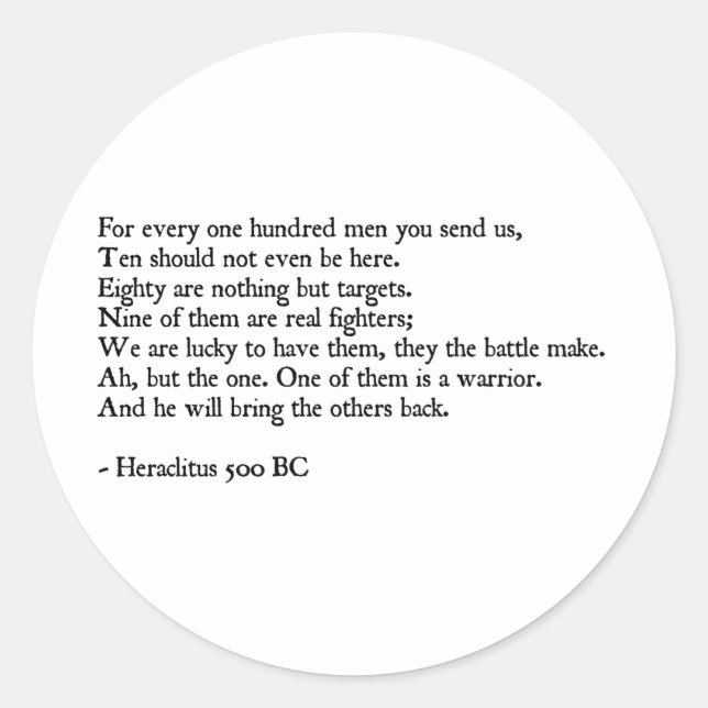 Heraclitus Quote Classic Round Sticker (Front)