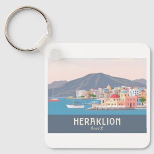 Heraklion Greece Pastel Travel – Venetian Harbor Key Ring