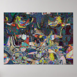 Heraklion Harbour in abstract Hundertwasser style Poster