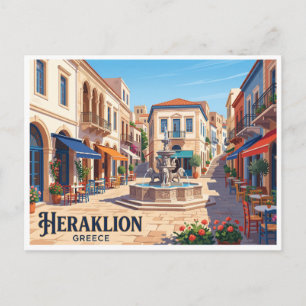 Heraklion Lion Square Greece Postcard