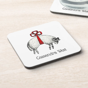 Heraldic Banded Fleece Ram Sheep Crest Emblem Coaster