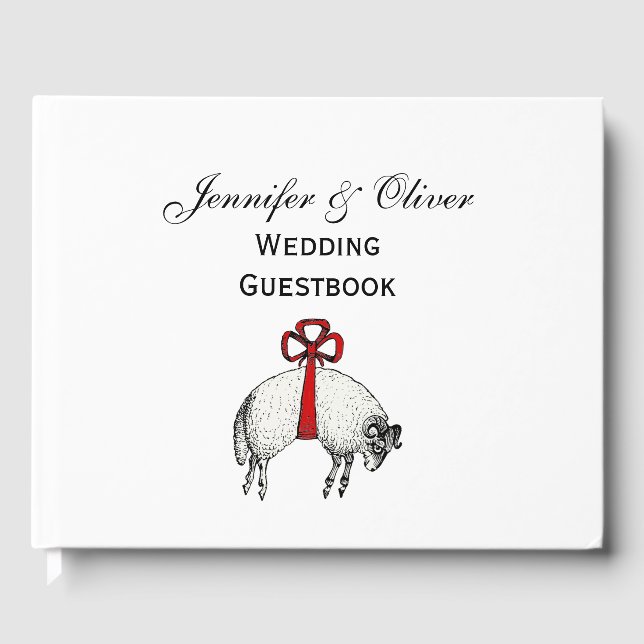 Heraldic Banded Fleece Ram Sheep Crest Emblem Guest Book (Front)