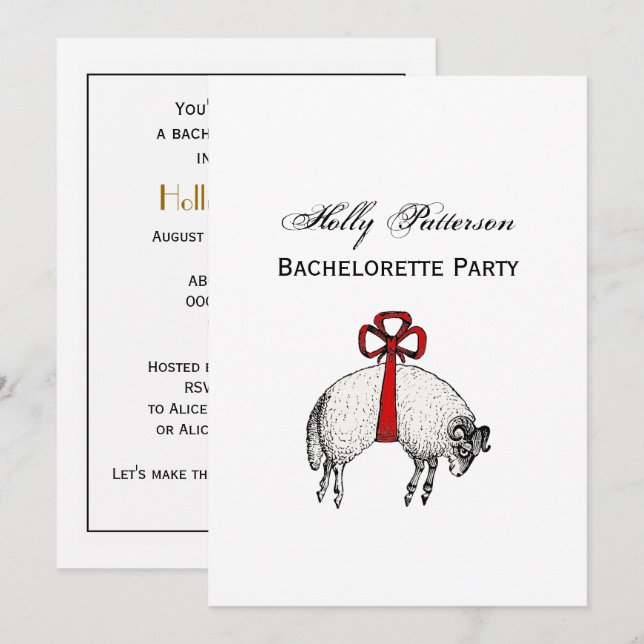 Heraldic Banded Fleece Ram Sheep Crest Emblem Invitation (Front/Back)