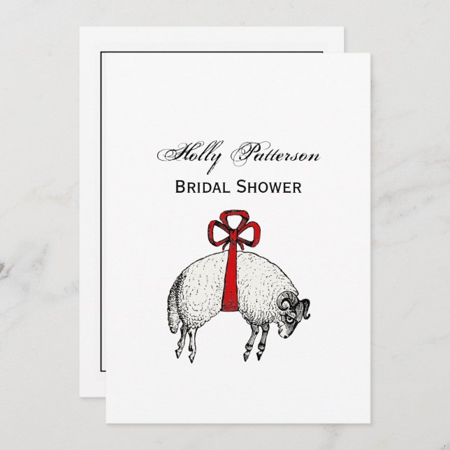 Heraldic Banded Fleece Ram Sheep Crest Emblem Invitation (Front/Back)