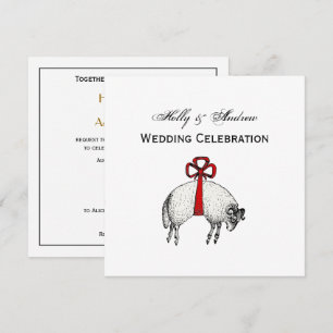 Heraldic Banded Fleece Ram Sheep Crest Emblem Invitation