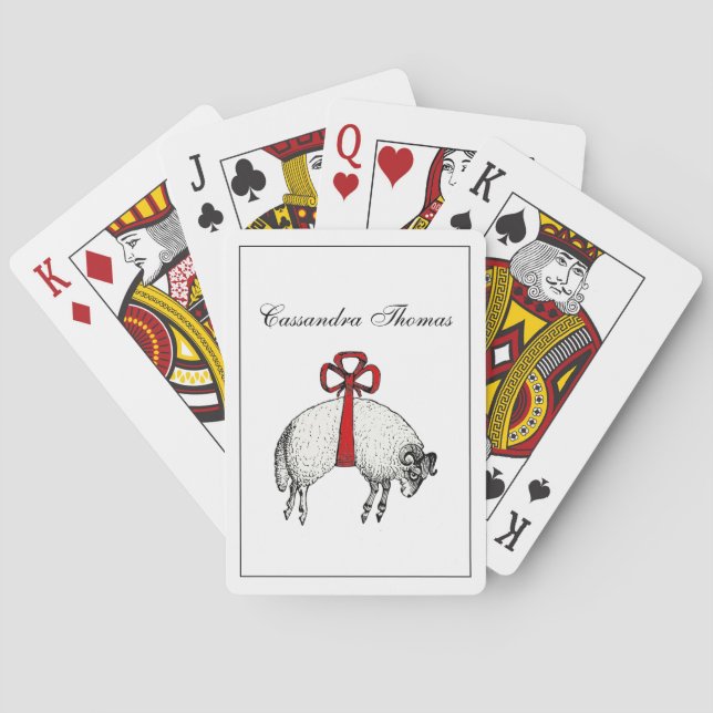 Heraldic Banded Fleece Ram Sheep Crest Emblem Playing Cards (Back)