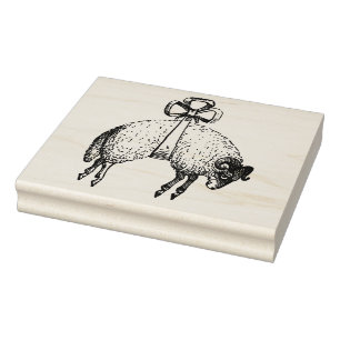 Heraldic Banded Fleece Ram Sheep Crest Emblem Rubber Stamp