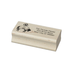 Heraldic Banded Fleece Ram Sheep Crest Emblem Rubber Stamp
