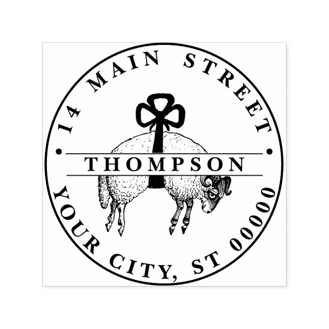 Heraldic Banded Fleece Ram Sheep Crest Emblem Self-inking Stamp (Design)