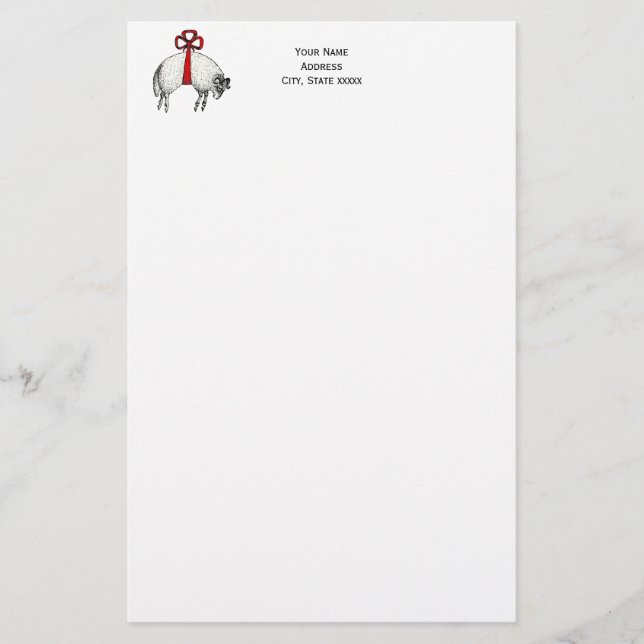 Heraldic Banded Fleece Ram Sheep Crest Emblem Stationery (Front)