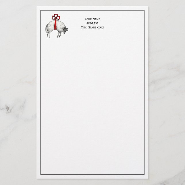 Heraldic Banded Fleece Ram Sheep Crest Emblem Stationery (Front)