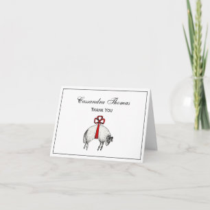 Heraldic Banded Fleece Ram Sheep Crest Emblem Thank You Card