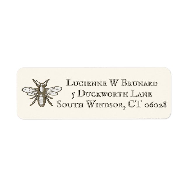 Heraldic Bee Embossed Ivory Return Address Label (Front)