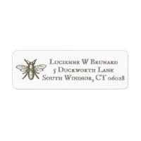 Heraldic Bee Embossed White Return Address Label