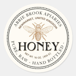 Heraldic Bee Raw Hand Bottled Honey Sticker